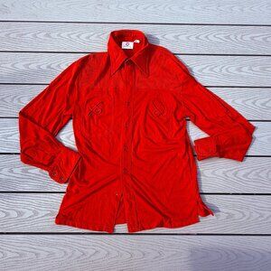 Vintage Ferrari Shirt Mens Large  Collared Long Sleeve Button front Red